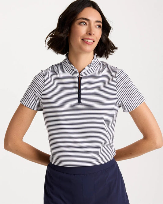 Zenergy UPF Ruffle Striped Half Zip