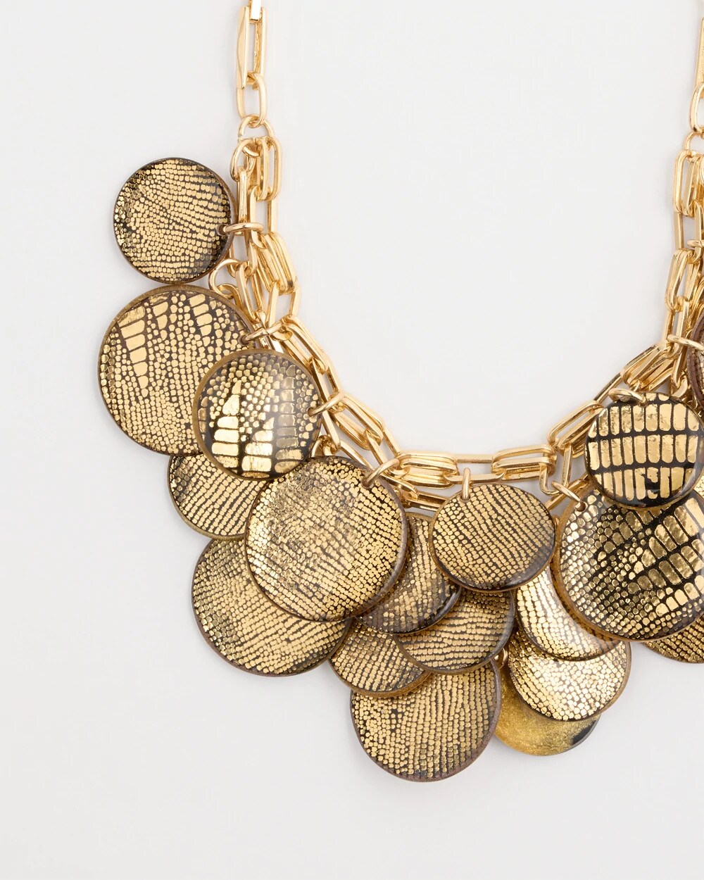 Animal Print Golden Coin Bib Necklace
