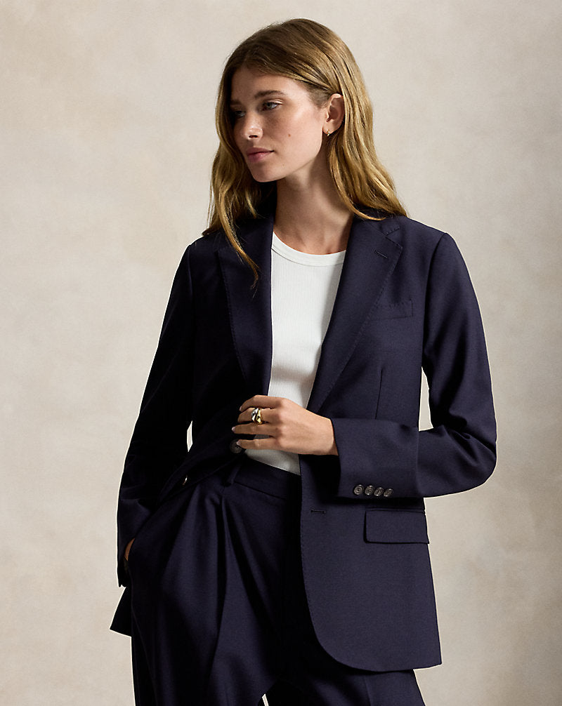 Stretch Wool Blazer Navy