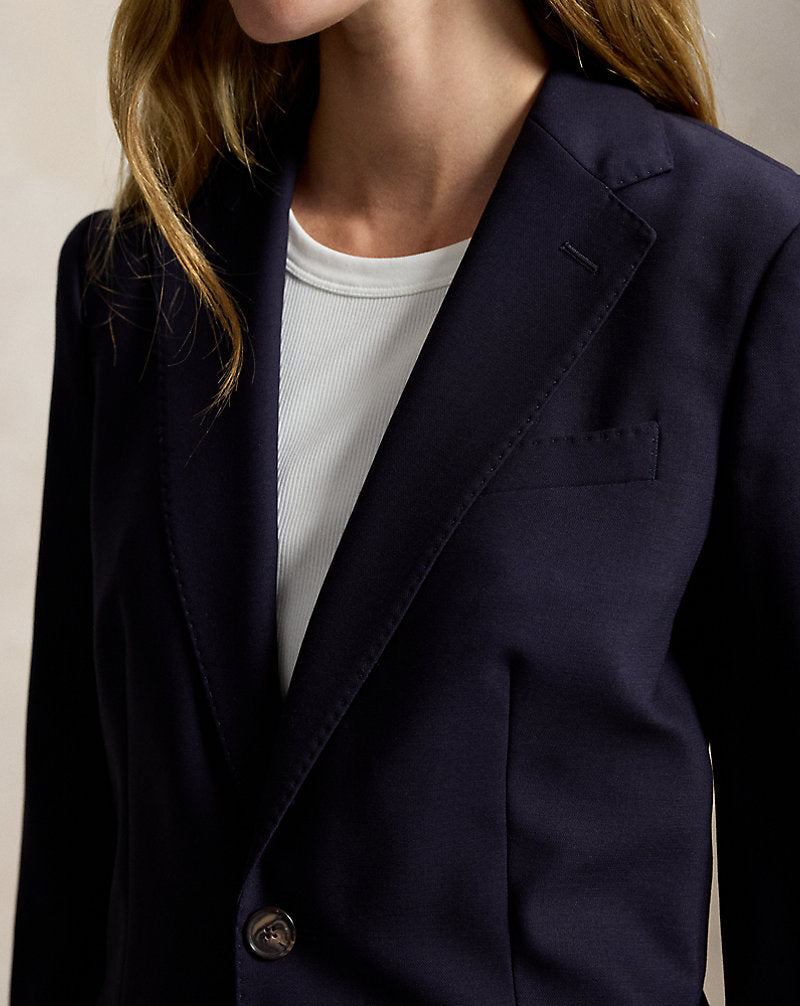 Stretch Wool Blazer Navy