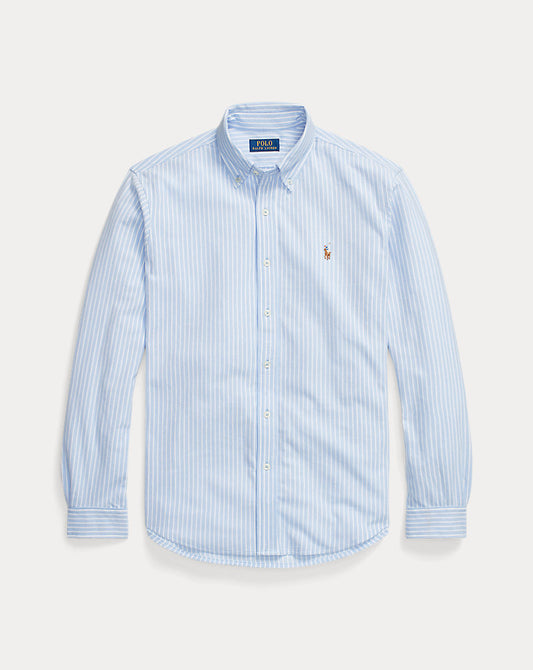 Striped Knit Oxford Shirt Dress Shirt Blue/White