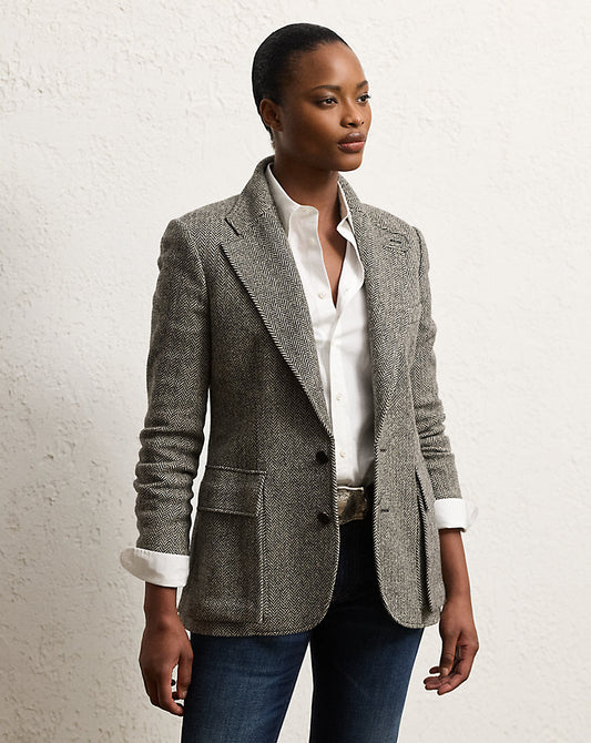 Preston Herringbone Tweed Jacket Black/Cream