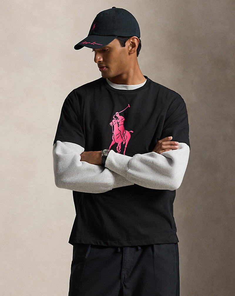 Pink Pony Classic Fit Jersey T-Shirt Polo Black