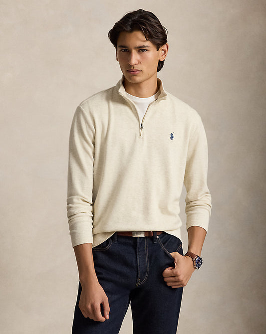 Jacquard Quarter-Zip Pullover Chalk Heather