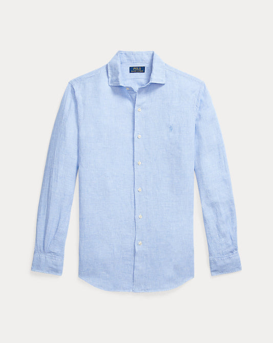 Custom Fit Linen Shirt Cabana Blue White